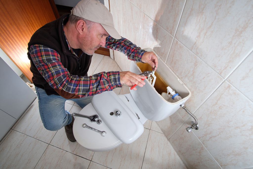 plumber installing sink