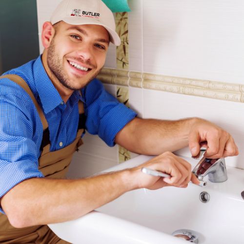 plumber fixing faucet